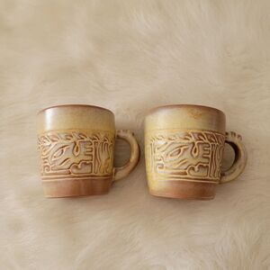 vintage frankoma mugs 7c aztec set of 2